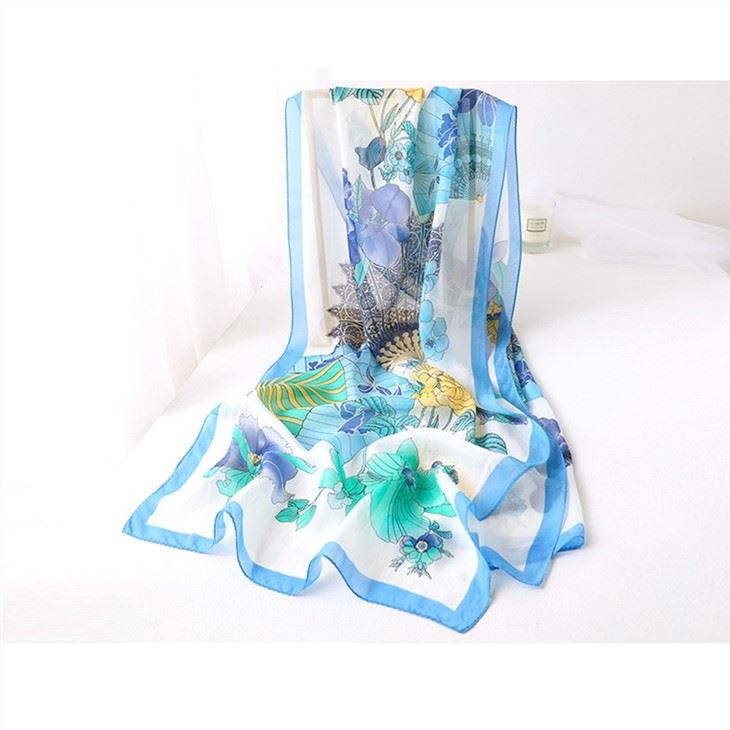 6 Mm/8 mm Silk Chiffon Scarf With Flowers