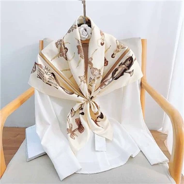 Νέο Twill Silk Printed Silk Φουλάρι Γυναικείο Αντηλιακό Σαλι Φουλάρι 90cm